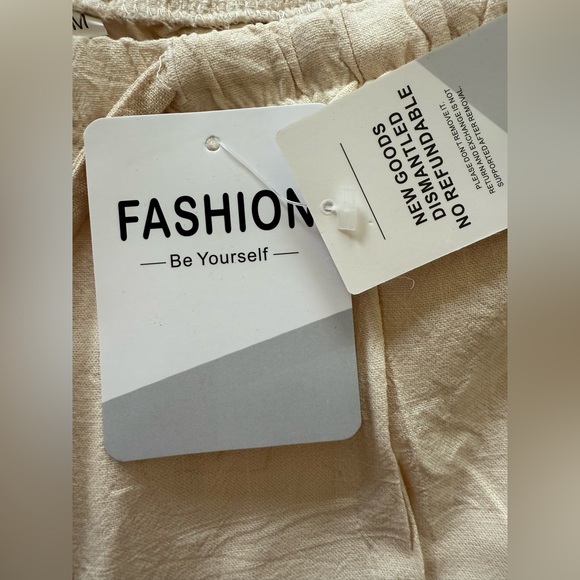 NWT - Cream Cotton/Linen Wideleg Pants - Size Medium - Picture 3 of 7